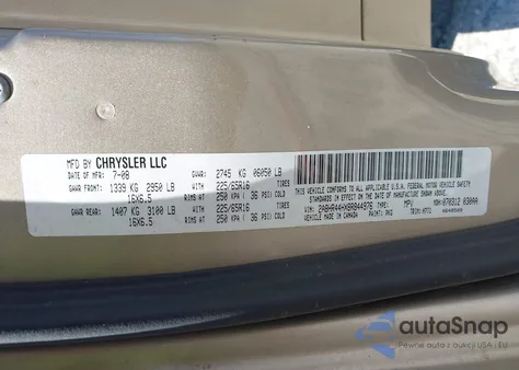 2008 Chrysler Town & Country Lx from USA, damaged, VIN 2A8HR44HX8R844976